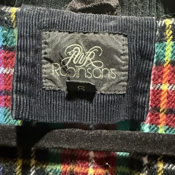 Vintage JW Robinsons Corduroy Jacket Small Black Plaid Flannel Lined 80s 90s - Picture 2 of 15